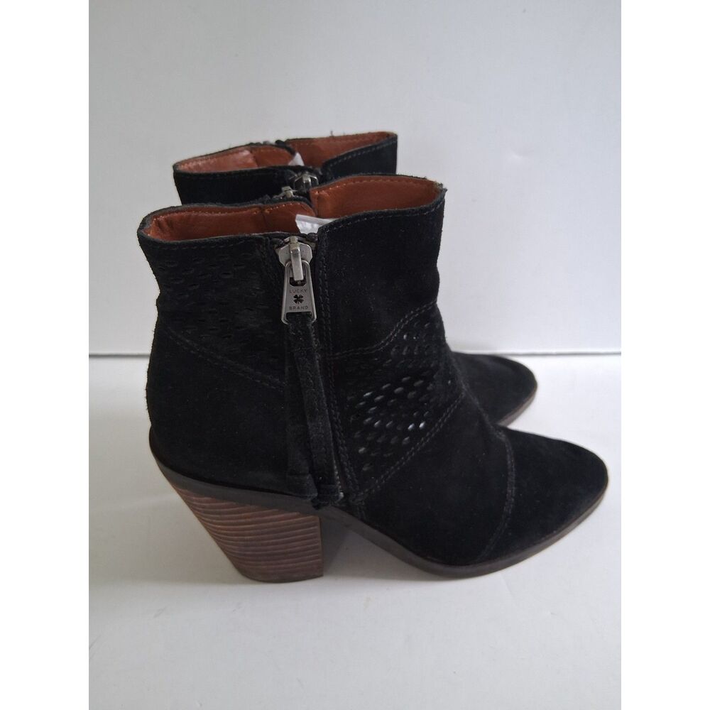Ankle Boots 7.5 Black Suede Western Coastal Cowgirl Whimsigoth Boho Lucky Brand